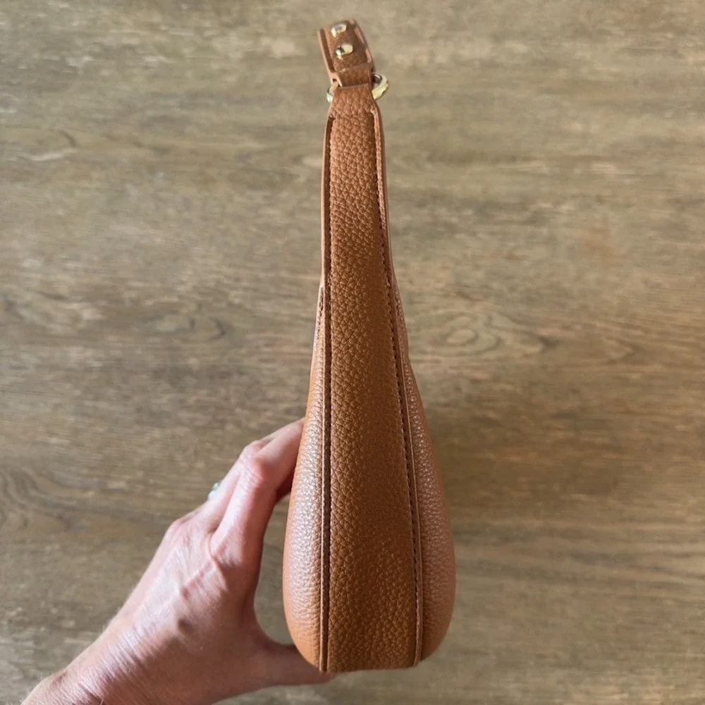 JW Pei Women's Brown Leather Shoulder Bag 'Harlee' Asymmetrical Gold Zipper NWOT